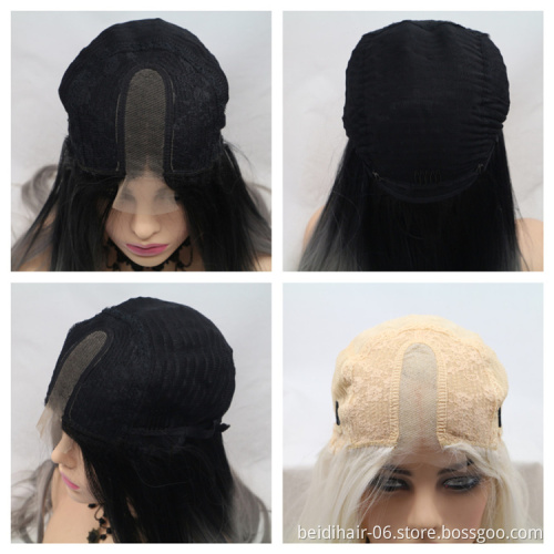 Wholesale Transparent Lace Frontal Cosplay Synthetic Hair Top Lace Front Purple Wig